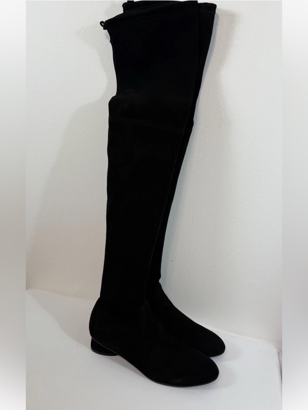 US 9 Sz 39.5 Spain Stuart Weitzman Boots Over Knee Genuine Suede Low Heel Black